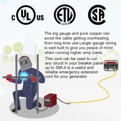 25 Feet Heavy Duty Generator Extension Cord,Generator Locking Cord,NEMA L14-30P to Four 5-20R, 4 Prong 10 Gauge Flat Flexible Generator Cable,125/250V 30Amp 7500 Watts UL Listed Yodotek