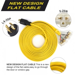 25 Feet Heavy Duty Generator Extension Cord,Generator Locking Cord,NEMA L14-30P to Four 5-20R, 4 Prong 10 Gauge Flat Flexible Generator Cable,125/250V 30Amp 7500 Watts UL Listed Yodotek