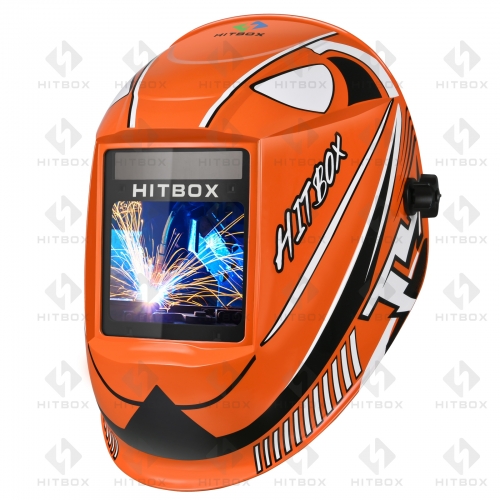 HITBOX Welding Helmet ​Auto Darkening - Large Viewing Screen True Color Welding Hood, Solar Lithium Dual Power Helmets 4 Arc Sensor for TIG MIG Arc Weld Grinding Welder Mask