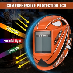 HITBOX Welding Helmet ​Auto Darkening - Large Viewing Screen True Color Welding Hood, Solar Lithium Dual Power Helmets 4 Arc Sensor for TIG MIG Arc Weld Grinding Welder Mask